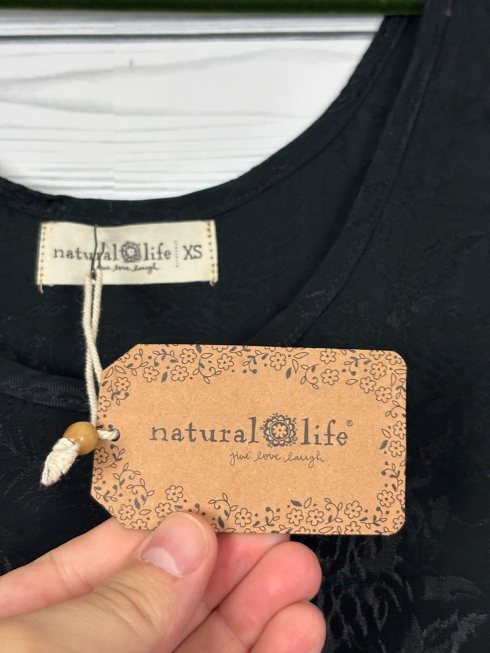 Natural Life Black Floral Appliqué Tiered Maxi Dress Size XS NWT - Picture 5 of 8